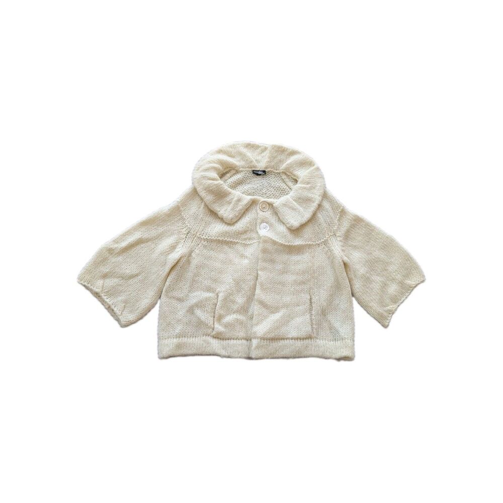 Wooden Ships Cream Ivory Cardigan Peter Pan Collar M/L Twee Romantic Whimsical